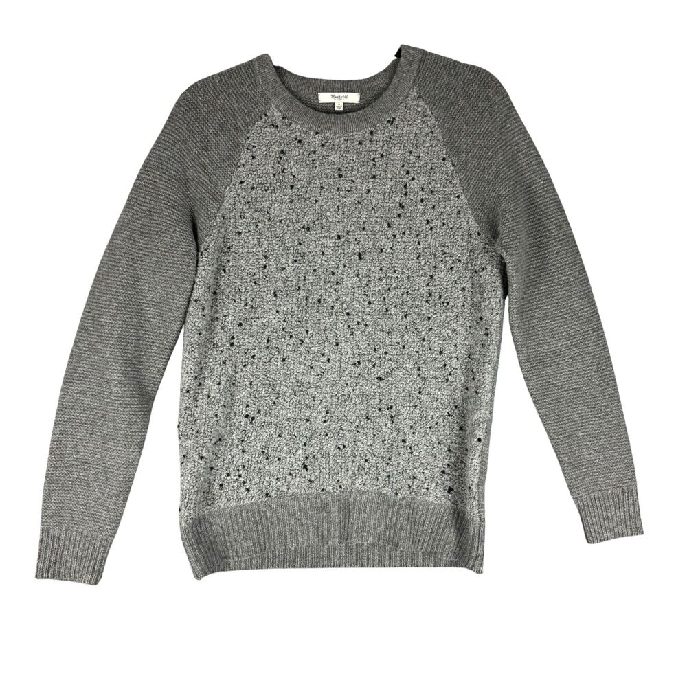 Madewell Sweater Women's Small Gray Long Sleeve Chunky Boucle Crew Neck Top Wool